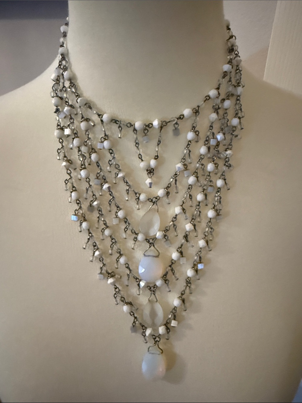 Erickson Beamon Blue and White Multi-Strand Teardrop Statement Necklace